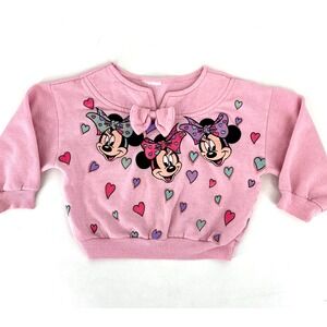 Vintage Disney Minnie Mouse‎ Toddler 2T Sweatshirt Pink Bows Hearts Shirt Tee